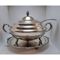 A Large Vintage 1950`s Seranco B.M Mount Silver-plate Tureen with Ladle and Tray