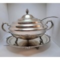 A Large Vintage 1950`s Seranco B.M Mount Silver-plate Tureen with Ladle and Tray