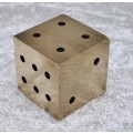 Vintage Solid Brass Dice Paper weight  31mm Cube- 260grams
