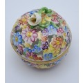 Vintage Herend Hvngary Hand Painted reticulated Floral Porcelain Trinket box/Possibly for potpourri.
