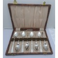 8pc Vintage Angora Silver Plate E.P.N.S TeaSpoon Set -Boxed-England
