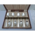 8pc Vintage Angora Silver Plate E.P.N.S TeaSpoon Set -Boxed-England