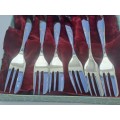 6pc Vintage Angora Best Electro Silver Plate E.P.N.S Cake Fork Set -Boxed