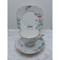 21pc Vintage Royal Standard Bone China `Wild Flower`  Art Deco Tea set (Creamer Chipped)