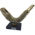 Collectable Original 925 sterling Silver and Gold Figurine of Shofar Rams  Horn- by H.Karshi Israel