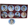 Vintage Circa 1981 The Royal Family set of 8 plus 1-St.George Fine China mini Plates