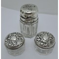 3pc Antique Hallmarked Sterling Silver and crystal Vanity set-Bermingham England