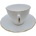 Vintage ROYAL MALVERN Fine Bone China Cup and Saucer- White and Gold -(10 available)