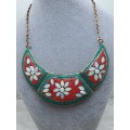Rare Find - Vintage Ethnic Multi-Coloured 3 section Bib Necklace -see condition