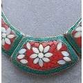 Rare Find - Vintage Ethnic Multi-Coloured 3 section Bib Necklace -see condition
