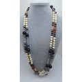 Beautiful Vintage Genuine Multicolored Pearl Necklace 152cm (1,5 meter)in wooden Box.