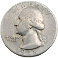 1948 United States .900 SILVER ¼ Dollar `Washington Silver Quarter`
