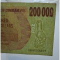 2007  Zimbabwe 200 000 Dollars Bearer Cheque