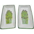 2 Ceramic Asparagus serving Dishes -Hand Painted