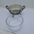 Vintage Silver plated  Dish with Glass tray 7cm high x 13,5cm x 9,5cm