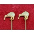 2 Vintage Gold Tone KIWI Lapel Pins