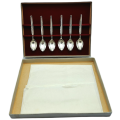 6 Vintage 1950`s RODD E.P.N.S A1 Silver Rhapsody Plated Tea spoons -Boxed-Unused