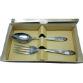 Vintage Reg.Design Priestley & Moore Sheffield England EPNS A1 Kiddies Cutlery Fork and spoon -boxed