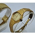 Two Vintage SWISS  Grovana Ladies Gold Plated Mechanical Watches each with 17 Jewels -NOT WORKING
