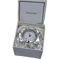 Chrystal HONEY Diamond Table Quartz Clock.Working -Boxed