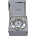 Chrystal HONEY Diamond Table Quartz Clock.Working -Boxed