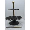 Antique Victorian 2 Tier Cast Iron Office Rubber Stamp Holder can also store Smoking Pipes