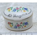 Small Vintage Crown Fine Bone China Not Forgotten Trinket Box with Lid Staffordshire England.