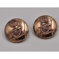 2 Original WW1 Royal Artillery Regiment Tunic Buttons- 26mm-one is missing the pin