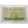 G.Rissik 1962 C43 Prefix - South Africa Ten Rand (English -Afrikaans)  Bank note -Circulated.