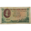 G.Rissik 1962 C43 Prefix - South Africa Ten Rand (English -Afrikaans)  Bank note -Circulated.