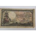 J. Postmus 1938 A85 Prefix - South Africa One Pound -Een Pond Bank note Circulated