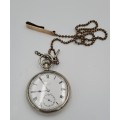 Antique Sterling Silver ELGIN Pocket watch on Chain Working-Made in USA
