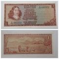 1975 TW de Jongh South Africa 1 Rand- R1 - English-Afrikaans  Prefix B40 -Bank Note