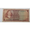 1966 TW de Jongh South Africa 1 Rand- R1 -Afrikaans - English Prefix A547 -Bank Note