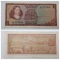 1966 TW de Jongh South Africa 1 Rand- R1 -Afrikaans - English Prefix B283 -Bank Note