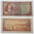 1966 TW de Jongh South Africa 1 Rand- R1 -English -Afrikaans - Prefix A428 -Bank Note