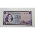 1966-1967 TW de Jongh South Africa 5 Rand- R5 - Afrikaans -English  Prefix F187 -Bank Note