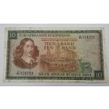 1966 TW de Jongh South Africa 10 Rand- R10 -Afrikaans-English - Prefix C64 -Bank Note