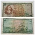 1966 TW de Jongh South Africa 10 Rand- R10 -Afrikaans-English - Prefix C64 -Bank Note