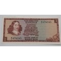 1966 TW de Jongh South Africa 1 Rand- R1 -Afrikaans - English Prefix B9 -Bank Note