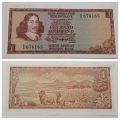 1966 TW de Jongh South Africa 1 Rand- R1 -Afrikaans - English Prefix A507 -Bank Note