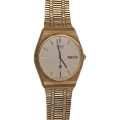 Vintage 1979 Seiko Mens Day-Date Quartz Gold Tone Watch- Working