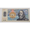 1988 -Czechoslovakia 20 Korun Bank Note -Circulated