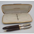 Vintage Sheaffer Fountain Pen with 14kt Gold Nib and Pencil USA - in case SEE CONDITION
