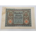 1920  Germany  Germany (1871-1948) 100 Mark Reichsbank note