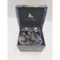 Vintage Cavalieri Cufflinks and Pocket Square Gift set -The Tie is Missing