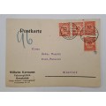 A 1923 Postcard in German with 4 Germany inflation 10 million Mark stamps.