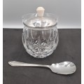 Vintage Gut Glass Jar with Silver plated Lid and Spoon