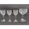 3 Crystal Cherry Glasses  (8,5cm) and matching Coupe Glass  (9,2cm)
