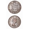 1955 South Africa Silver (.500) 2 Shillings - Elizabeth II 1st portrait